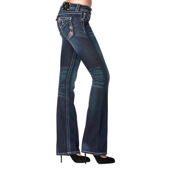 Miss Me Denim - Miss Me Signature Boot Low-Rise Embellished Distressed Denim Jeans-NWOT